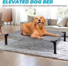 Cooling Elevated Dog Bed, Raised Dog Cot with Washable Breathable Mesh and Metal