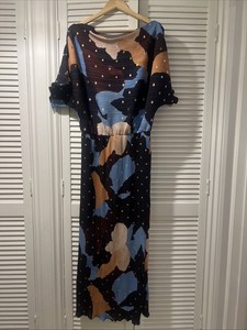 never fully dressed blue and brown Never Fully Dressed Mara Chocolate Abstract Tilly Off the Shoulder Dre –  Ruby 67 Boutique main image 0