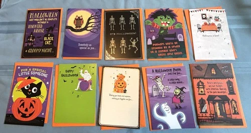 Lot of 10 Brand New Hallmark Expressions Halloween Greeting Cards w Envelopes