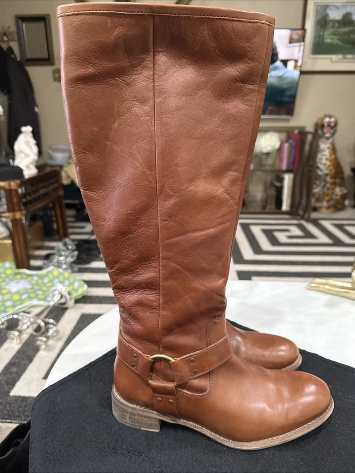 Botas Y2K Diba para mujer talla 7 hasta la rodilla de cuero Go Go Riding punta redonda tacón Foto 2 de 4