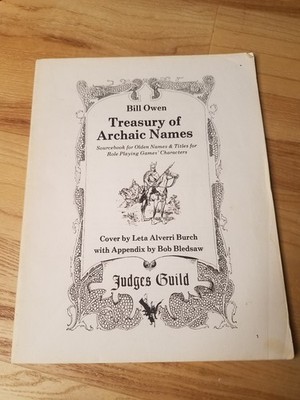 Treasury of Archaic Names Bill Owen Judges Guild 1979 SC