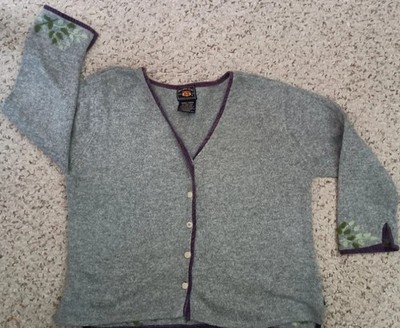 Route 66 brand light sweater gray with floral accent wool blend size small