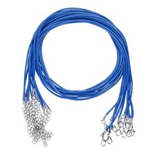 10 Pack 24" Waxed Necklace Cord, 2mm Bracelet Cord with Lobster Clasp Blue 