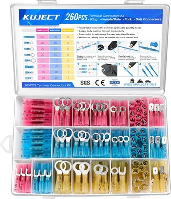 260PCS Heat Shrink Wire Connectors Kit, Electrical Waterp Number of Items: 260