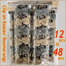12 - 48pcs Australia Souvenir mini Koala Clip On Plush Koalas Boomerang Grey Tan