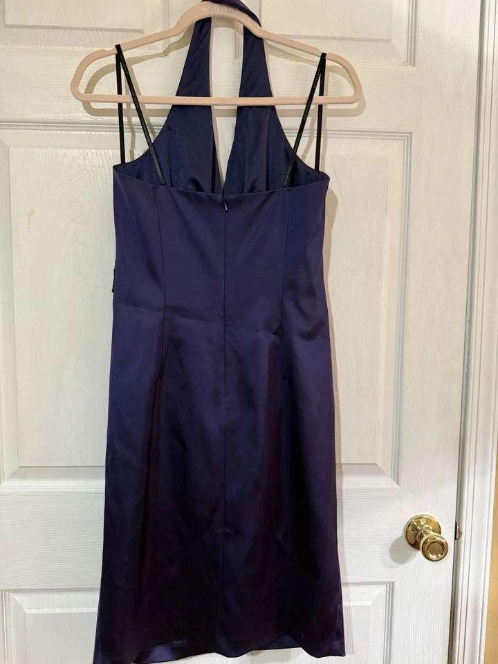 Precioso Vestido Halter Satinado David Meister Talla 8 Nuevo Sin Etiquetas Foto 2 de 4