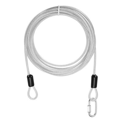 1Set 5/32'' Dia 9.8ft Security Steel Cable with Loops Clear + Quick Links