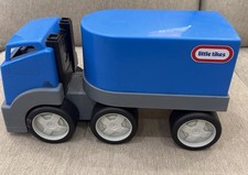 "Semirremolque Little Tikes de colección camión plataforma grande azul gris remolque tractor sin puerta"
