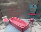 Vintage Barbie Bathroom Playset💗Bathtub~Vanity~Flushing Toilet~Excellent!