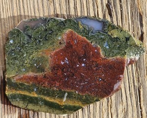 Red And Green Moss Agate Lapidary Slab Oregon 61 Grams