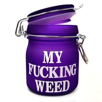 TMI Stash Jars Airtight Glass Herb Jar Medium 3.75'' Tall (Purple Frosted/My ...