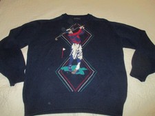 Gant Golf Sweater Hand Stitched Cotton Long Sleeve XL VGC Navy Blue Crew Neck