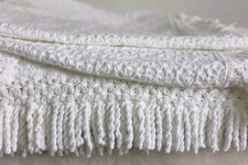 Anthropologie White Cotton Crib Bed Skirt Crochet Lattice Tassels Textured 2017
