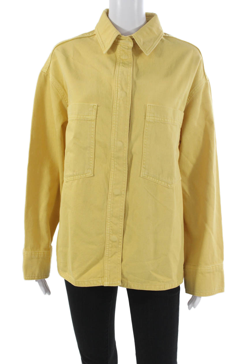 Zara Womens Cotton Collared Button-Up Long Sleeve Yellow Top Size SFree Shipping in US $100+ Orders | $6.95 Orders Below