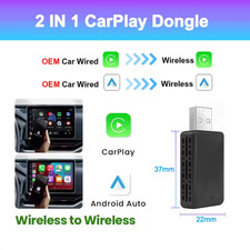 Wired to Wireless Carplay Android Auto Adapter for 2In1 OEM Car Stereo with USB