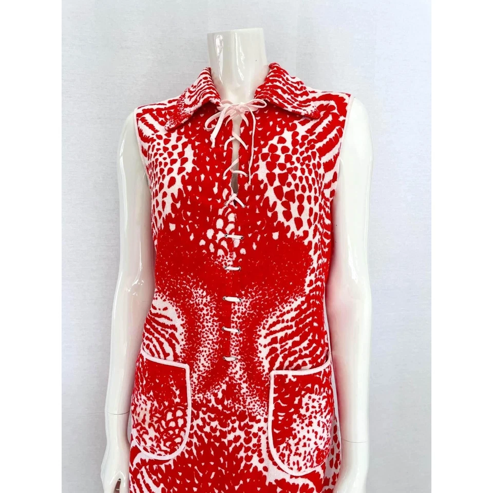 60s Mod Mini Dress, Vanessa Retro Shift Dress, Psychedelic Print Dress, Size 40 - Image 2 of 4