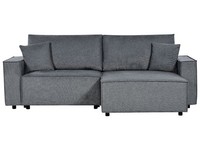 3-Sitzer Ecksofa Dunkel Grau Links Mit Recamiere Schlaffunktion Stauraum Karila