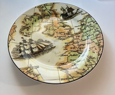 I. Godinger & Co. Salad Dessert Plate 7.5'' Old World European Map Design