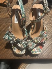Steve Madden Size 6.5 New Colorful Bow Wicker Heels Tried On Never Worn