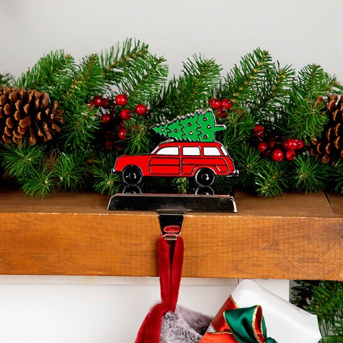Northlight 5.25" Red Vintage Station Wagon Car Tree Christmas Stocking Holder - Picture 1 of 9