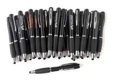 30 Misprint FLASHLIGHT Pens RETRACTABLE Twist Click Stylus Tip Pen Lot BLACK INK