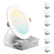 6 Pack 6 Inch 5CCT Ultra-Thin LED Recessed Ceiling Light with Metal Junction ...