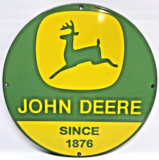 Vintage John Deere Since 1876 Porcelain Metal Sign Farm Tractor Garage Decor