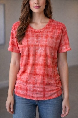 Two Twenty Five Women's Cashmere Blend Orange tie dye sweater, size L NWT