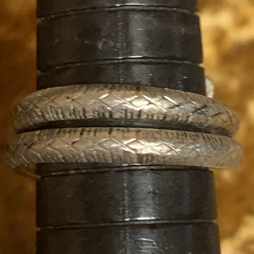 Anello vintage argento doppio serpente con pietre verdi e rosse made in Germany misura 6,5 - Foto 7 di 8