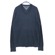 TOMMY HILFIGER Men 5 Cashmere V-Neck Jumper Pullover Sweater Size L