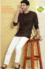 Solid Indian Clothing Fashion Shirt Mens Short Kurta Cotton India Dress Kurta