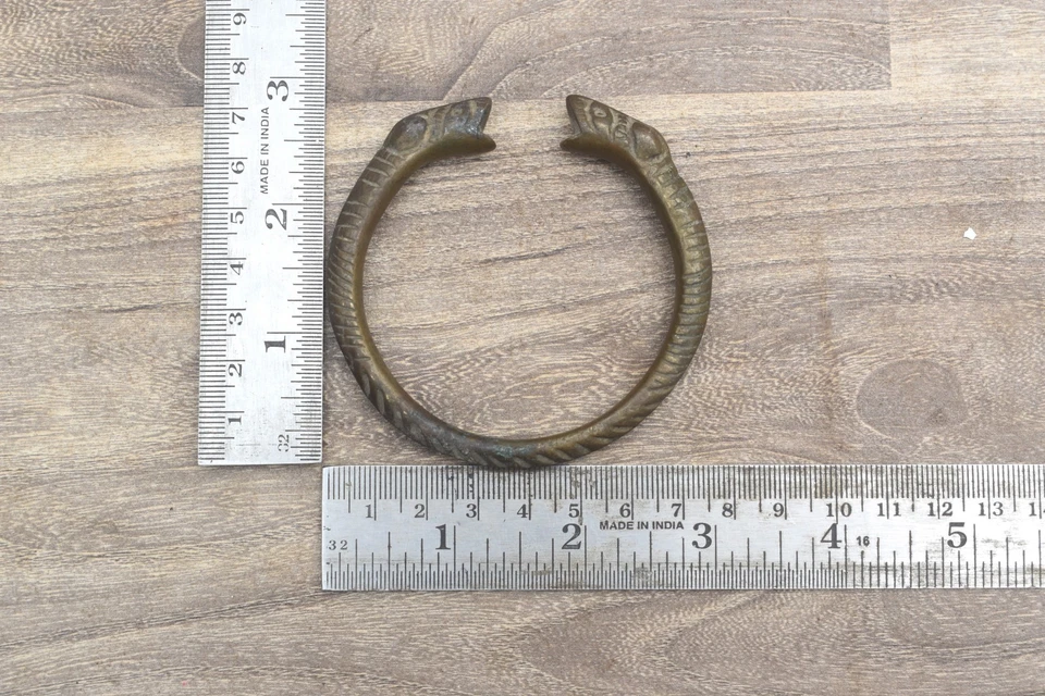 Pulsera brazalete vikingo vintage bronce latón dragón cabeza bestia mítica hombres mujeres Foto 2 de 4