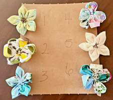 Handmade Fabric Flower Hair Barrette Beaded Center Cottagecore Floral Clip