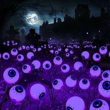 Halloween Eyeball Lights, 2 Pack 12 Solar Halloween Lights, 2 Modes Outdoor S...