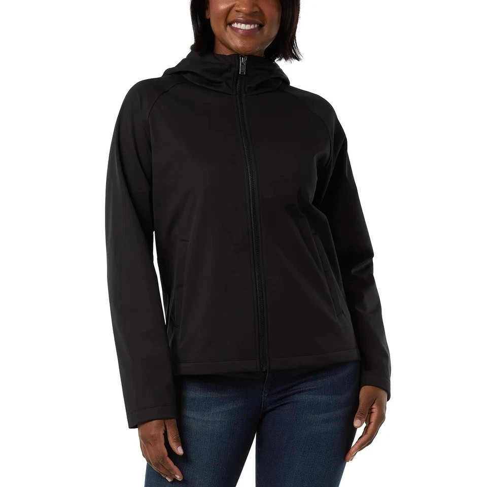 NEW 32 Degrees Heat Women's M Black Hooded Soft Windbreaker Jacket
