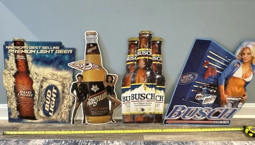 Lot of 40 Vintage Metal Beer, Liquor & Tobacco Advertising Signs – Mixed Brands