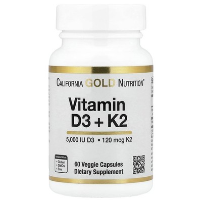 California Gold Nutrition, Vitamin D3 + K2, 60 Kapseln