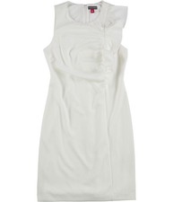 Vince Camuto Womens Ruched Ruffled Dress, white, 4