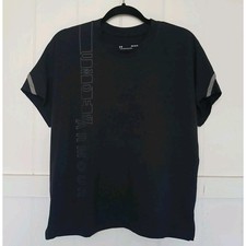 Under Armour Top Lighter Longer Athletic Shirt Women's Medium Black Loose Boxy