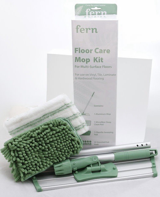 Fern Floor Care 4 Piece 48” Mop Kit Multi-Surface Floors Microfiber &Chenille