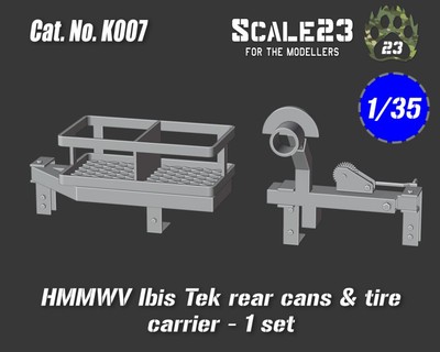 Scale23 1/35 HMMWV Ibis Tek Rear Cans and Tire Carrier (1pc)