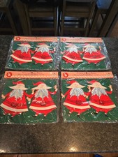 Lot Of 4 NOS Vintage 60s Christmas Santa Cardboard Mantle Die-Cut Japan