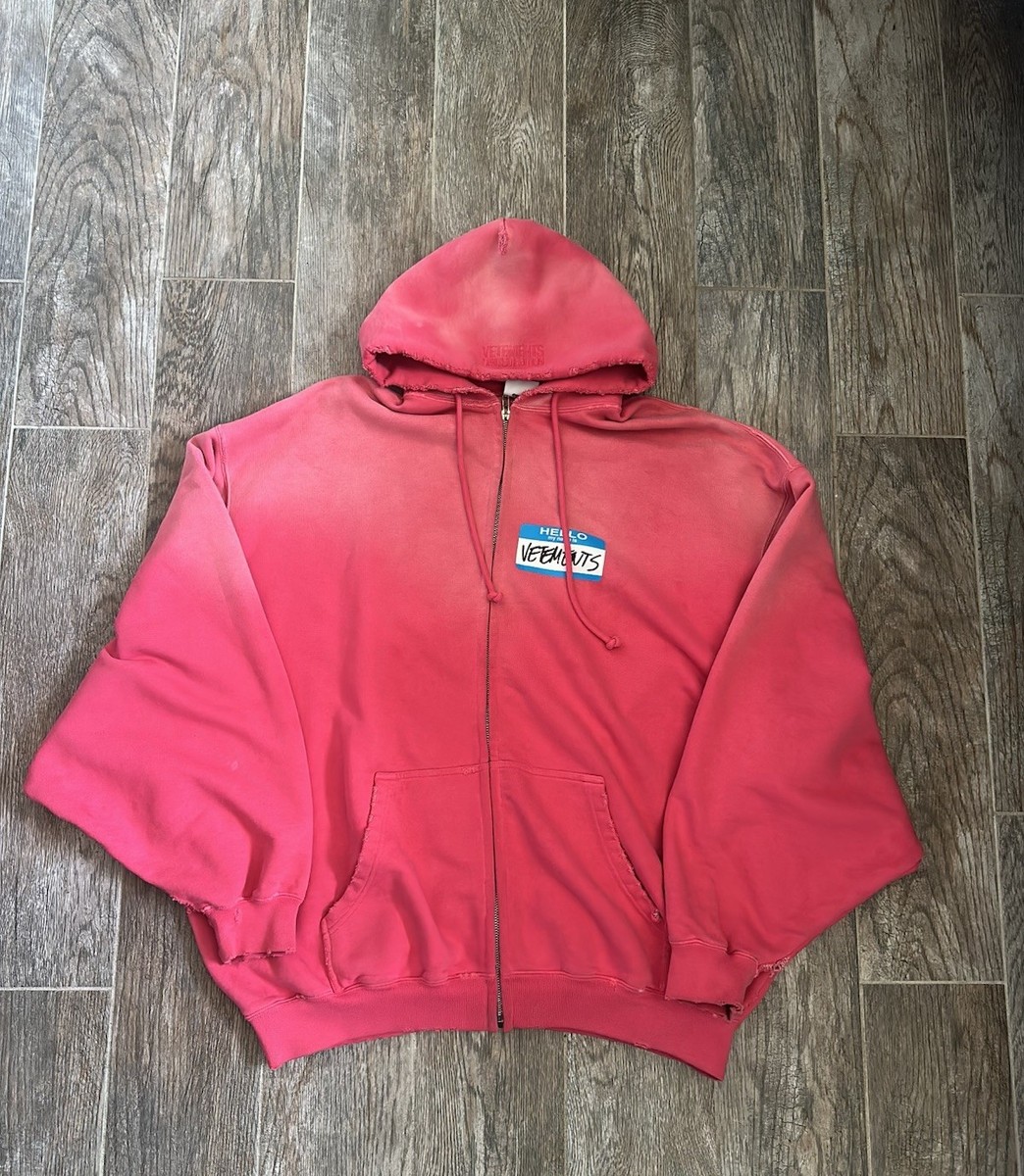 Vetements Pink Hello My Name Is Zip Hoodie XS | eBay