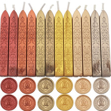 6 Colors Wax Seal Sticks, Metallic Red Sealing Wax Sticks with Wicks, 12 Pcs Ant