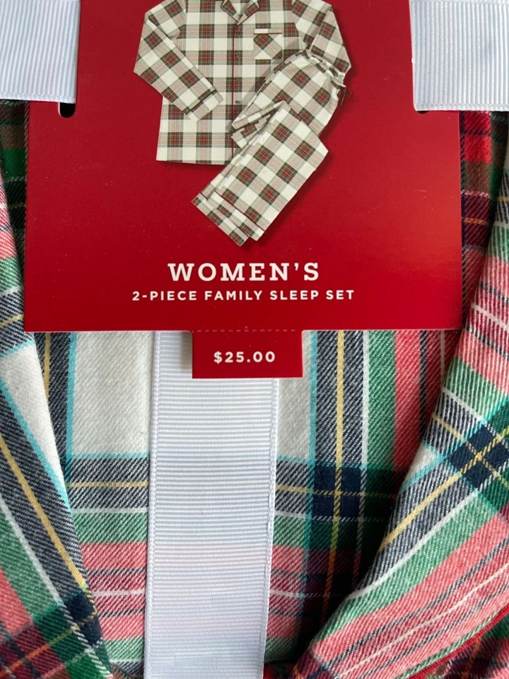 ¡Nuevo! WONDERSHOP Juego de Dormir 2 Piezas Franela a Cuadros Suave 2X Blanco Rojo Verde Vacaciones Foto 4 de 4