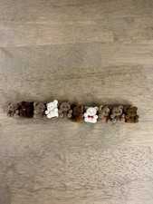 Vintage Miniature Flocked Teddy Bears Lot of 10 Graduation Birthday 1980s Taiwan