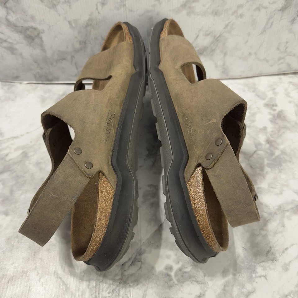 Birkenstock Milano Super Sandalias Para Hombres 42 EE. UU. 9 Marrón Tabaco Cuero Cordones Foto 3 de 4