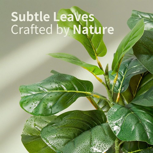Worth Garden Artificial Fiddle Leaf Fig Tree 4.3ft Tall Fake Plant with Green - Picture 4 of 7
