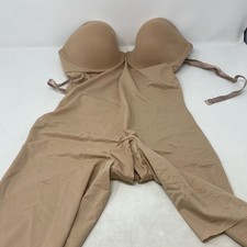 SPANX Suit Your Fancy Strapless Cupped Mid-Thigh Bodysuit - Champagne Beige, Siz