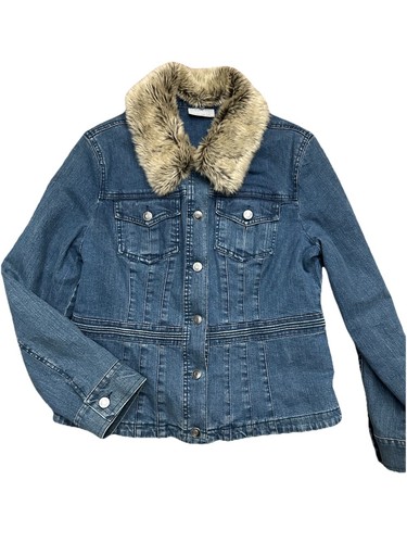 Wallis Damen Jeansjacke Fleece gefüttert Fellkragen UK14 P9 - Bild 1 von 7